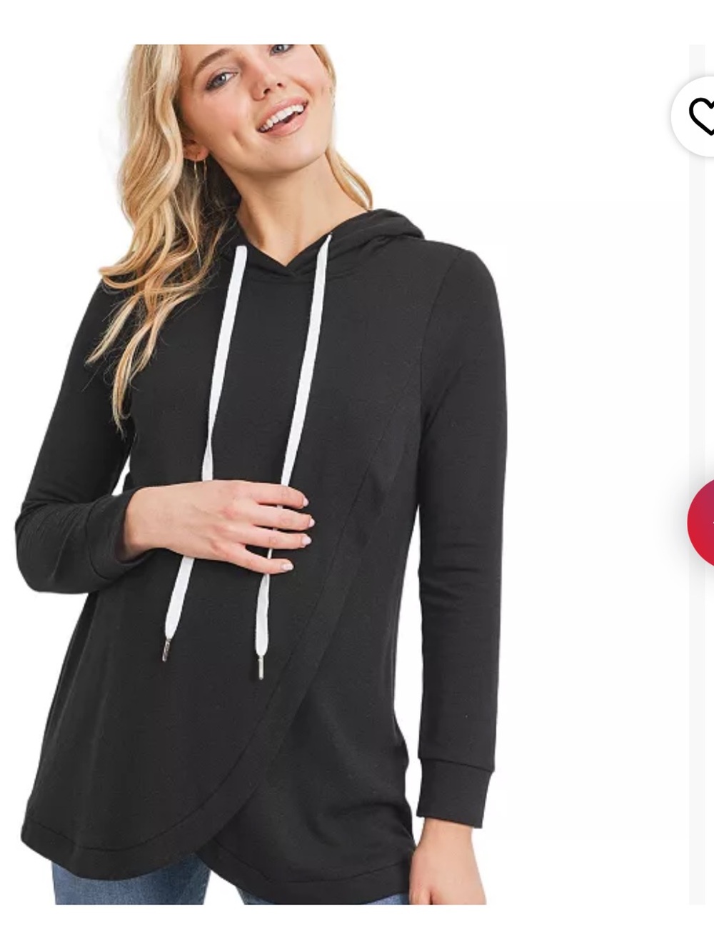 Maternity Crossover Drawstring Nursing Hoodie